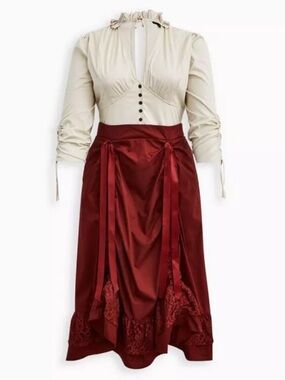 Torrid Renaissance Maxi Dress Poplin Steampunk Pirate Costume 1X 14 16